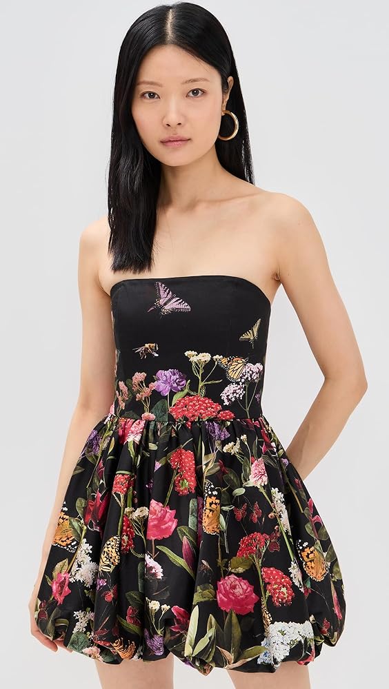 【最終値下げ】 Alice + Olivia Cherry Pouf dress Chara Bubble Hem Dress In Bright Ruby | Alice + Olivia